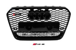 Передняя решетка радиатора RS-style черная с надписью Quattro Audi A6 C7 2011-2014, GT Tuning