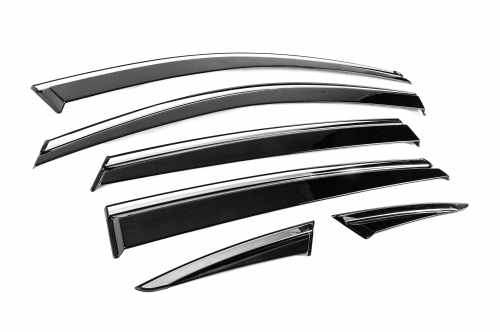 Вітровики MG ZS 2017-2024, з хромованим молдингом, Niken Luxury (6 шт)