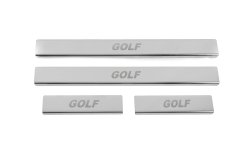Накладки на пороги Volkswagen Golf 5 2003-2009 / Golf 6 2008-2014 / Golf 7/E-Golf 2012-2020, V2, нержавіюча сталь, Carmos (4 шт)