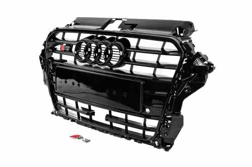 Передняя решетка S-Style Audi A3 8V 2012-2016, черная, GT Tuning