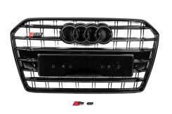 Передняя черная решетка радиатора S-Style Audi A6 C7 2014-2018, GT Tuning