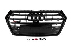 Передняя решетка радиатора SQ-Style Audi Q5 2017-2020, черная, GT Tuning