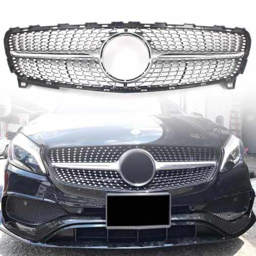 Передняя решетка Diamond Silver Mercedes A-class W176 2015-2018, Cixtai