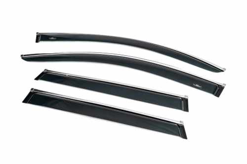 Вітровики Volkswagen Touareg 2010-2018 / Porsche Cayenne, з хромованим молдингом, HIC (4 шт)