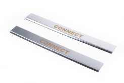 Накладки на пороги Ford Connect 2006-2009 / Connect 2002-2006 / Connect 2010-2013, V1, нержавіюча сталь, Carmos (2 шт)