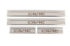 Накладки на пороги Honda Civic Sedan X 2016-2021, нержавіюча сталь, Carmos (4 шт)