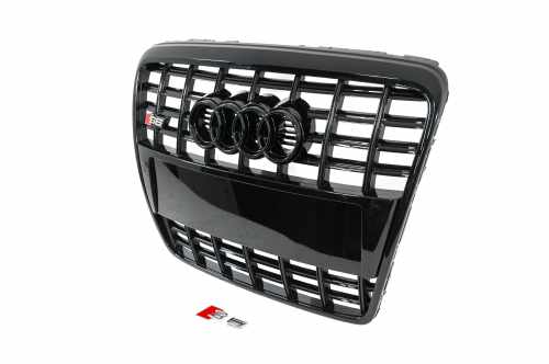 Передняя решётка S-style Audi A6 C6 2004-2011, чёрная, GT Tuning