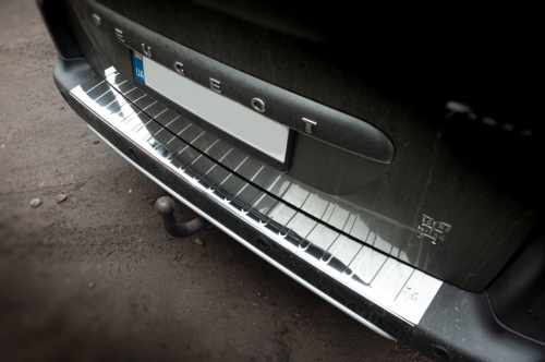 Накладка на задній бампер Citroen Berlingo B9 2008-2018, V1, нержавіюча сталь, Carmos