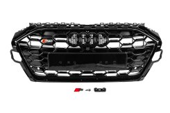 Передняя решетка S-style Audi A4 B9 2019-2024, черная, GT Tuning
