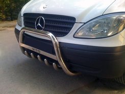 Кенгурятник 60мм (нерж.) з написом, 60мм для Mercedes Vito W639 2004-2010