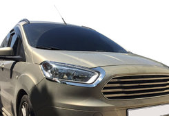 Вії на фари (2 шт., нерж) Carmos - Турецька сталь для Ford Courier 2014↗ рр.