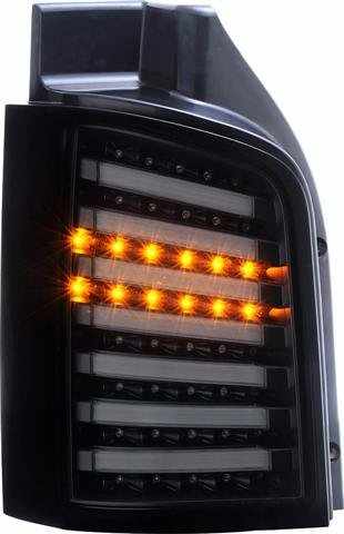Задні ліхтарі чорні LED tube для Volkswagen T5 2003-2015