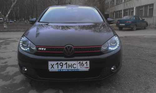 Передні фари чорні 2 лінзи V1 для Volkswagen Golf 6 2009-2012