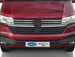 Накладки на решетку Хром (4 шт, нерж) OmsaLine - Итальянская нержавейка для Volkswagen T6 2019-2024