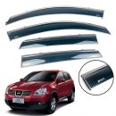 Дефлектори вікон (вітровики) для Nissan Qashqai I 2006-2014 з нерж. хром полоскою накладні 5-тиМістний