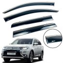 Дефлектори вікон (вітровики) для Mitsubishi Outlander 2012-2020 з нерж. хром полоскою накладні