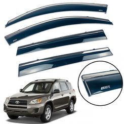 Дефлекторы окон (ветровики) для Toyota RAV-4 2006-2013 LONG с нерж. хром полоской накладные