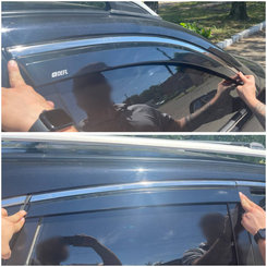 Дефлектори вікон (вітровики) для Honda CR-V 2007-2012 з нерж. хром полоскою накладні