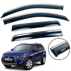 Дефлектори вікон (вітровики) для Mitsubishi Outlander 2007-2012 XL з нерж. хром полоскою накладні