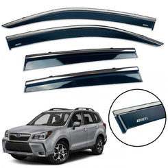 Дефлекторы окон (ветровики) для Subaru Forester 2013-2018 с нерж. хром полоской накладные