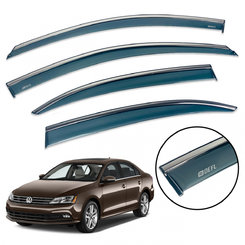 Дефлекторы окон (ветровики) для Volkswagen Jetta 2011-2018 Sedan/USA с нерж. хром полоской накладные