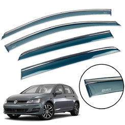 Дефлектори вікон (вітровики) для Volkswagen Golf-7 2012+ HB з нерж. хром полоскою накладні