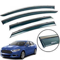 Дефлекторы окон (ветровики) для Ford Mondeo/Fusion USA 2014-2020 Sedan с нерж. хром полоской накладные