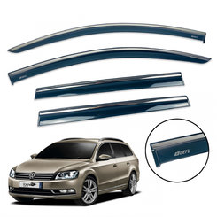 Дефлекторы окон (ветровики) для Volkswagen Passat B7 2010-2015 Variant с нерж. хром полоской накладные