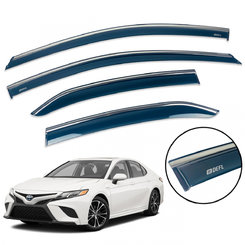 Дефлекторы окон (ветровики) для Toyota Camry V70 2017+ Sedan с нерж. хром полоской накладные