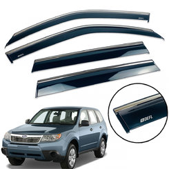 Дефлекторы окон (ветровики) для Subaru Forester 2008-2013 с нерж. хром полоской накладные