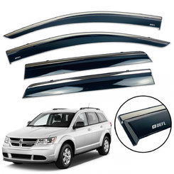 Дефлекторы окон (ветровики) для Dodge Journey 2009-2021 с нерж. хром полоской накладные