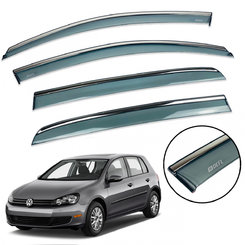 Ветровики Volkswagen Golf-6 2008-2012 хетч , с хром окантовкой 4шт.
