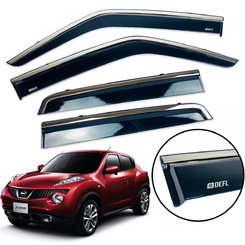Дефлекторы окон (ветровики) для Nissan Juke 2010-2019 с нерж. хром полоской накладные