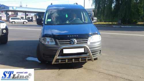 Кенгурятник WT003 (нерж) 60мм, без напису для Volkswagen Caddy 2004-2010 
