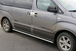 Бічні труби BB001 (2 шт., нерж.) 42 мм для Hyundai H200, H1, Starex 2008-2024 рр