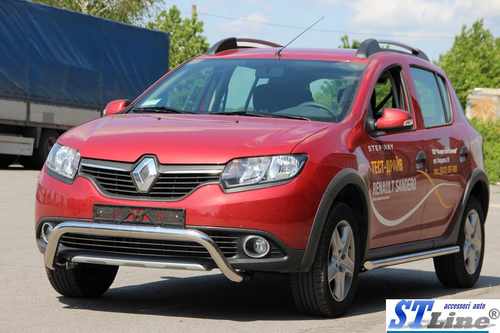 Передня дуга WT007 (нерж.) для Dacia Sandero 2013-2020 