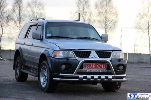 Передній захист ST015+WT (нерж) для Mitsubishi Pajero Sport 1996-2007