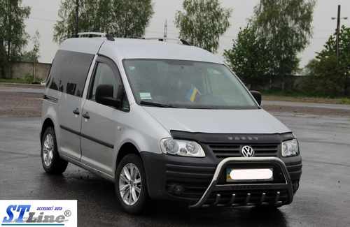 Кенгурятник WT003 (нерж) 60мм, без напису для Volkswagen Caddy 2004-2010 
