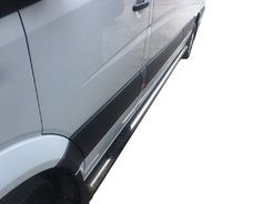 Бічні труби (2 шт., нерж.) d70, Long-ExtraLong для Mercedes Sprinter 2018-2024 рр