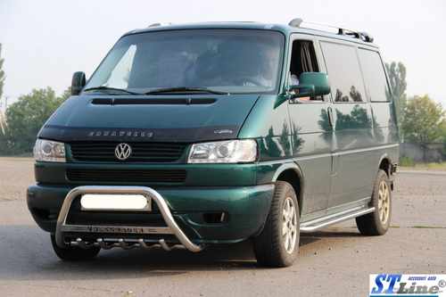 Кенгурятник WT004 (нерж) 50мм, з написом для Volkswagen T4 Transporter