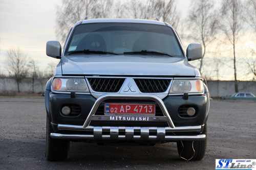 Передній захист ST015+WT (нерж) для Mitsubishi Pajero Sport 1996-2007