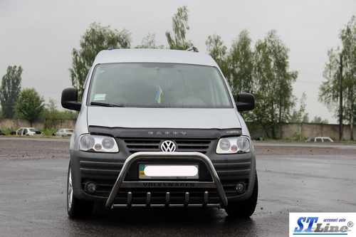 Кенгурятник WT003 (нерж) 60мм, без напису для Volkswagen Caddy 2004-2010 