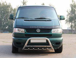 Кенгурятник WT004 (нерж) 50мм, з написом для Volkswagen T4 Transporter