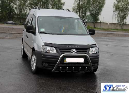 Кенгурятник WT003 (нерж) 60мм, без напису для Volkswagen Caddy 2004-2010 