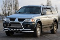 Передній захист ST015+WT (нерж) для Mitsubishi Pajero Sport 1996-2007