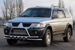 Передняя защита ST015+WT (нерж) для Mitsubishi Pajero Sport 1996-2007