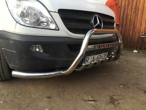 Кенгурятник з вусами WT003-Plus (нерж.) для Mercedes Sprinter 2006-2018 