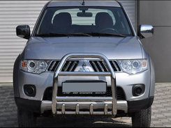 Передняя защита QT007 (нерж.) для Mitsubishi Pajero Sport 2008-2015