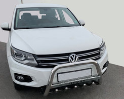 Кенгурятник WT003 (нерж) 60 мм, з написом для Volkswagen Tiguan 2007-2016 