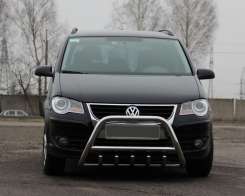 Кенгурятник (нерж) 60 мм, з написом для Volkswagen Touran 1T 2010-2015